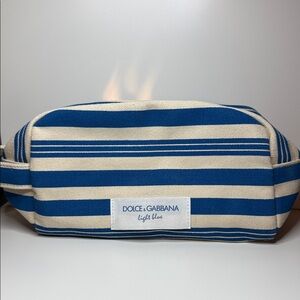 Dolce & Gabbana light blue canvas toiletry bag cosmetic pouch beach travel